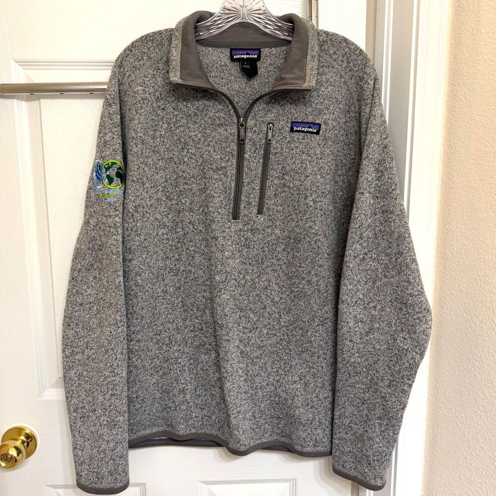Patagonia Better Sweater 1/4 Zip Fleece Grey Men's Large with embroidery